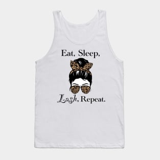 eat, sleep, lash, repeat cheetah print quote Tank Top